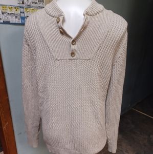 Mens eddie bauer sweater sz M tall biege 1/4 button heavy vintage 100% cotton